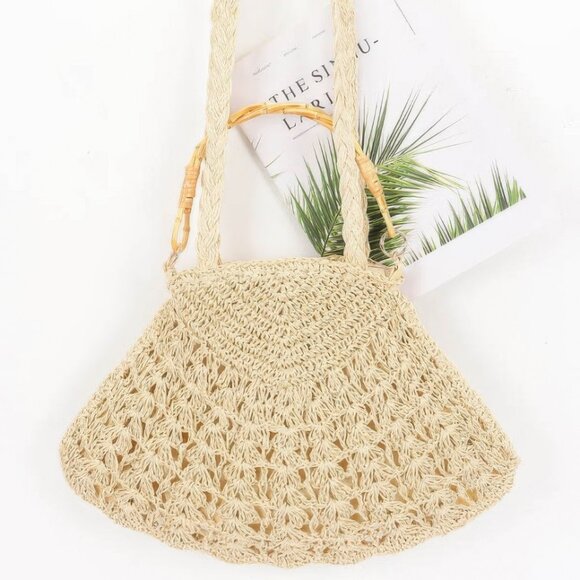 Faux Straw Bamboo Handle Bag - Picture 4 of 4